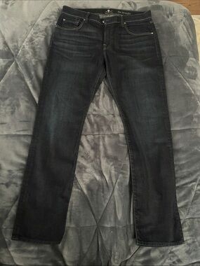 7 for all Mankind Men's Dark Blue Jeans - Straight Fit - size 36